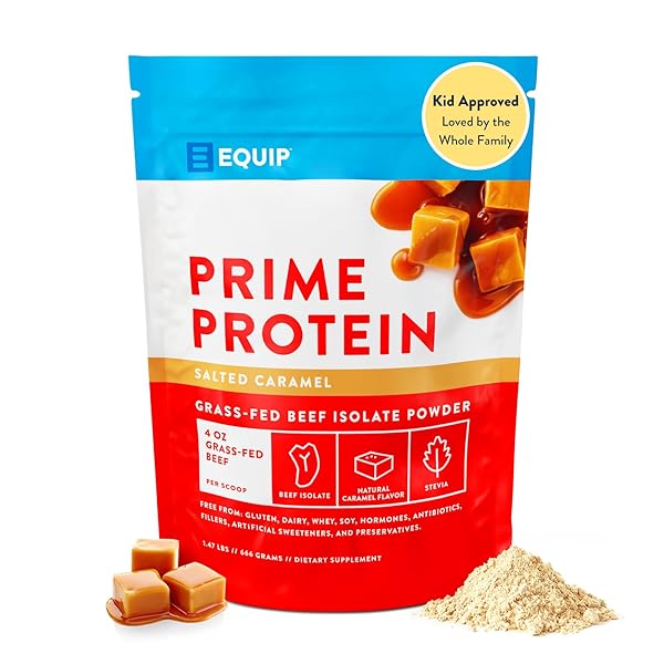 EQUIP FOODS PRIME PROTEIN POWDER | CLEAN, GRASS FED BEEF PROTEIN POWDER, CARNIVORE PROTEIN ISOLATE | PALEO, KETO FRIENDLY, GLUTEN & DAIRY FREE, HELPS BUILD & REPAIR TISSUE| 30 SERVINGS, SALTED CARAMEL