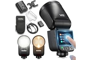Godox V1 MID N Flash for Nikon, 55W Round Head Speedlite Touchscreen,Upgrade 24mm, 650+Full Power Pops,1.7s Recycle, TTL/HSS 