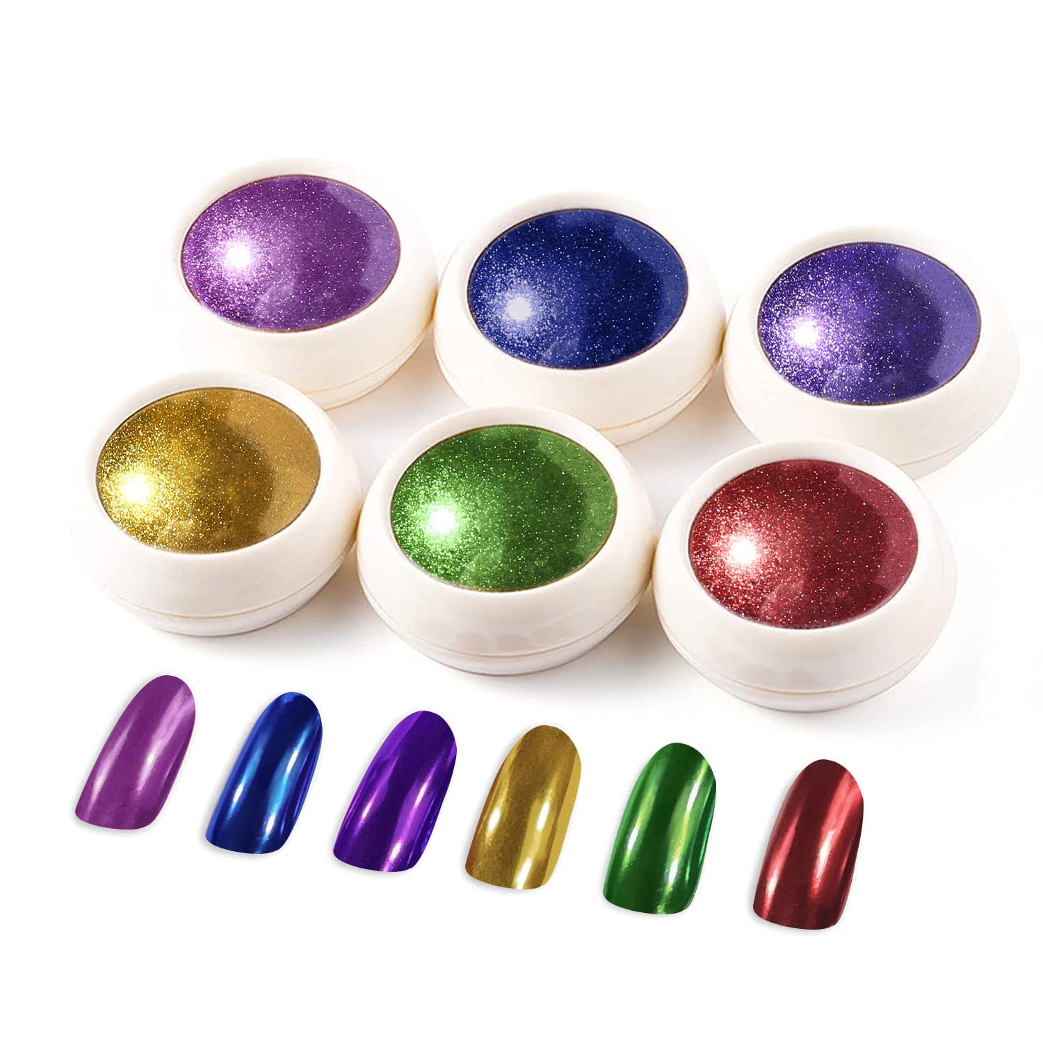 LEDSUUEI Red Chrome Nail Powder, Metallic Gold Nail Chrome Powders Nail Art Glitter Set, Shiny Mirror Effect Green Chrome Powder for Nail Art Design Decoration Christmas Collection Gift — image 1