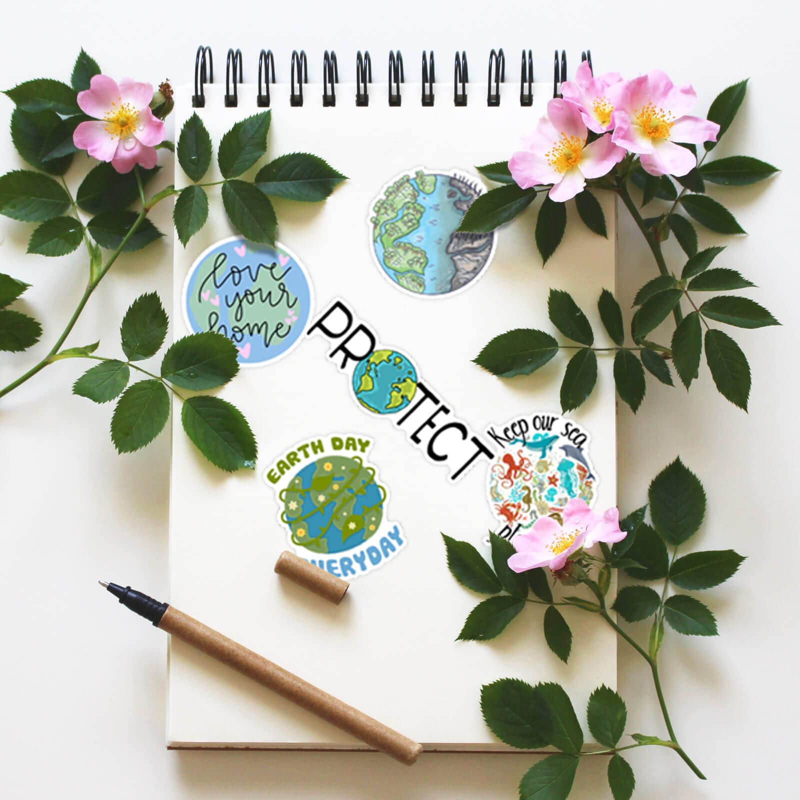 Environmental Protection Stickers, 100PCS Earth Day Stickers for Water Bottles, Stationery, Bicycles