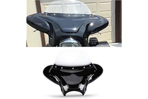 ECOTRIC Universal Motorcycle Cruiser Front Outer Fairing Batwing w/Clear Windshield 37" Wide x 24" Tall Bat Wing Transparent 