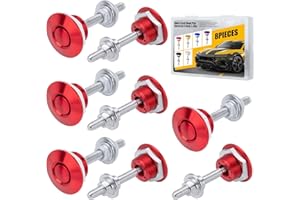 BORNPYE 8-Pieces Quick Latch Hood Pins Kit, 1.25 Inch, 304 Stainless Steel, Universal Bumper Quick Release Clips for Car, Push Button License Plate Lock with Solid Storage Case (Red)