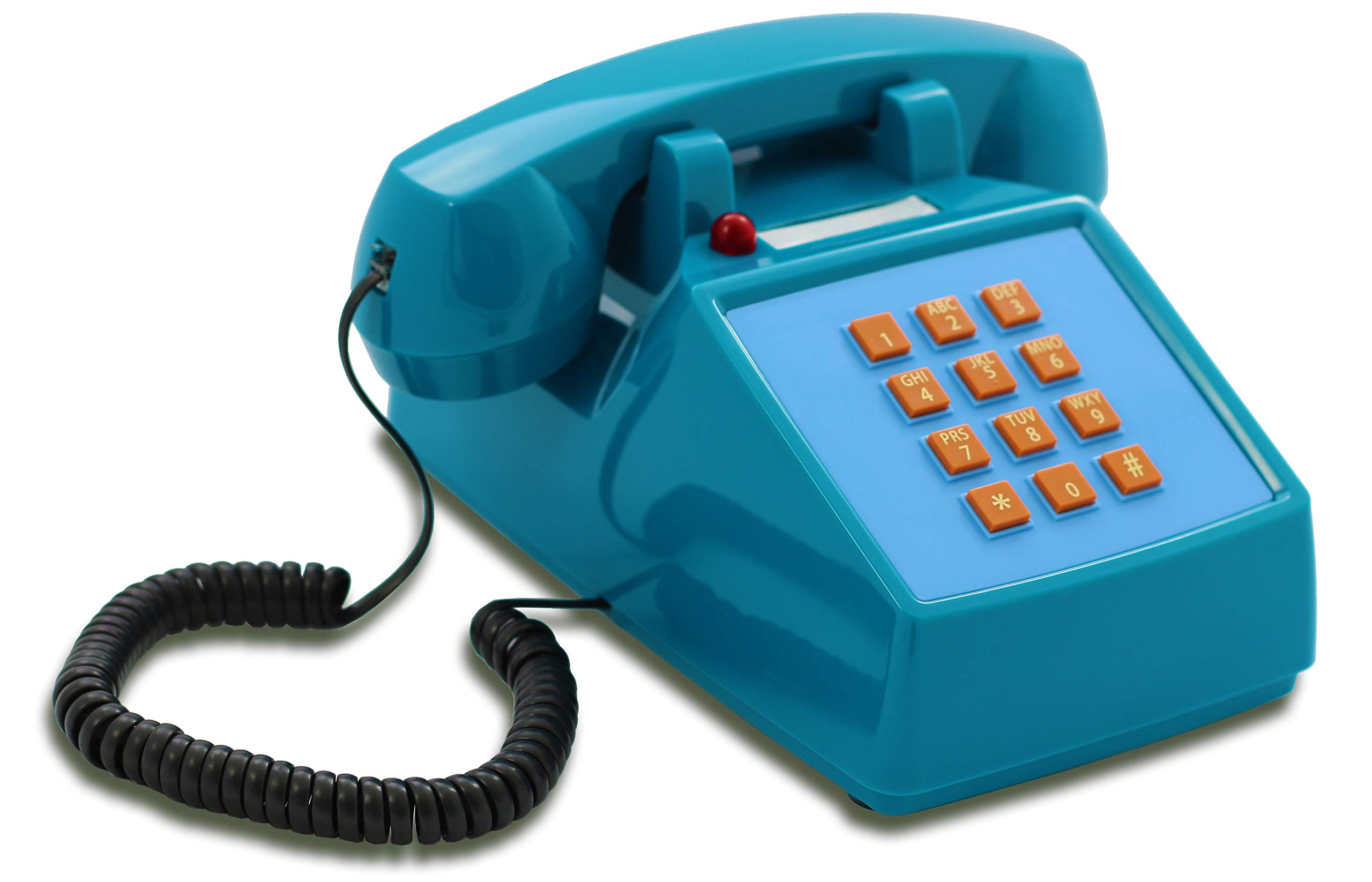 Opis PushMeFon Cable: The Landline Phone for Home in Retro Style - Non Electric Vintage Push Button Telephone for Landline Connections in Light Blue