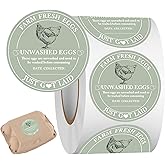 500 Pcs Egg Carton Stickers 2 inch Farm Fresh Unwashed Eggs Labels with Collected Date,Self Adhesive Packaging Stickers for Chicken
