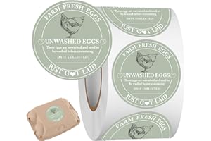 500 Pcs Egg Carton Stickers, 2 Inch Farm Fresh Unwashed Eggs Labels – Self Adhesive Waterproof for Chicken,Fresh Eggs Sign, E