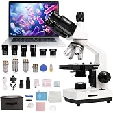 SWIFT SW320T Trinocular Microscope with 2MP Camera, Carrying Case | Metal Build for Adults Students.Real-time PC imaging with Slides,Phone Adapter &amp; Microscope Kit.Precision Stage Control