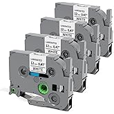 Labelife Replacement for Brother P Touch Label Tape TZe TZ Tape 12mm 0.47 Inch Laminated White TZe-231 TZe231 Label Maker Tape, Compatible with Brother PT-D210 D220 H110 D400 D410 D600 D610BT, 4-Pack