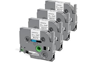 Labelife Replacement for Brother P Touch Label Tape TZe TZ Tape 12mm 0.47 Inch Laminated White TZe-231 TZe231 Label Maker Tape, Compatible with Brother PT-D210 D220 H110 D400 D410 D600 D610BT, 4-Pack