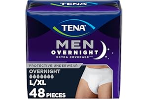 TENA Men Overnight Underwear, extra coverage, L/XL, 48 Count