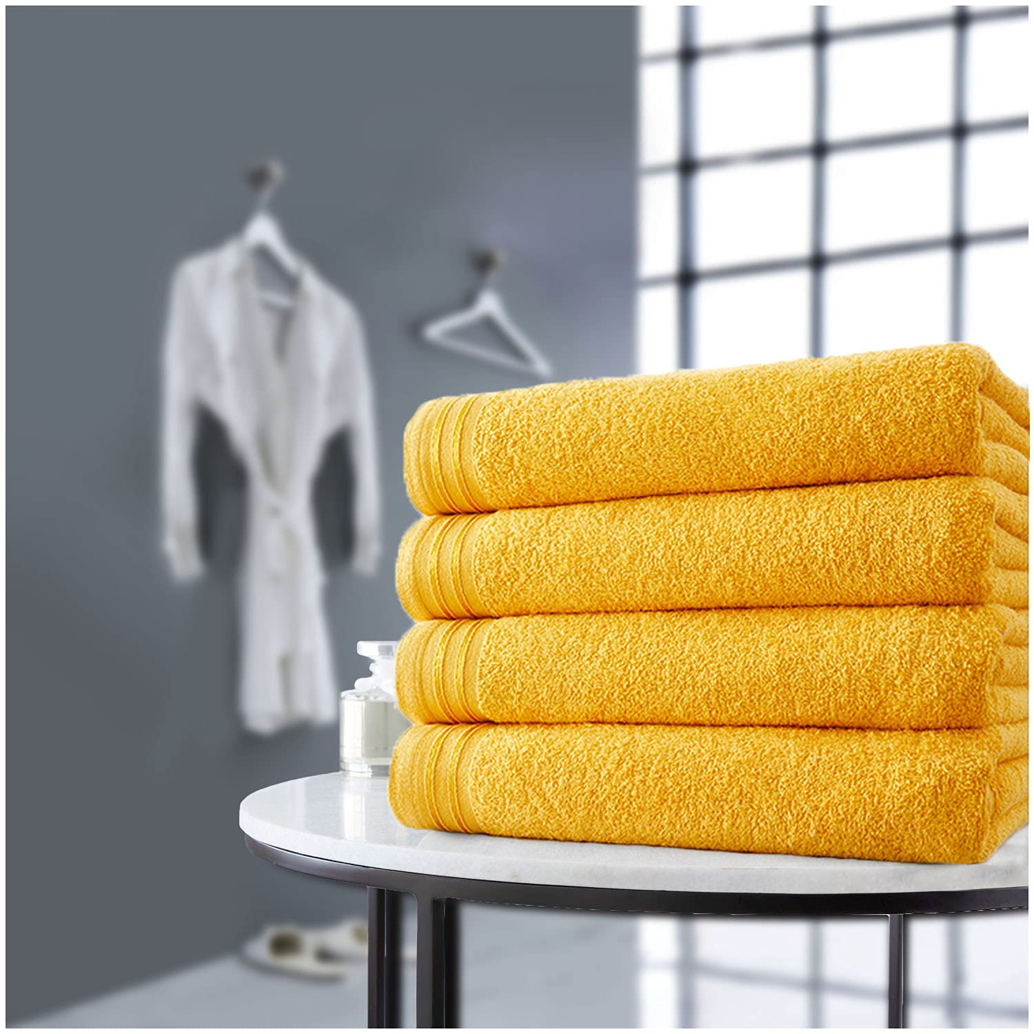 Gaveno Cavailia Luxurious WILSFORD 100% Eyptian Cotton 500 GSM Super Soft Extra Absorbent 4Pk Bath Sheets Set [ 75x135 cm-Ochre