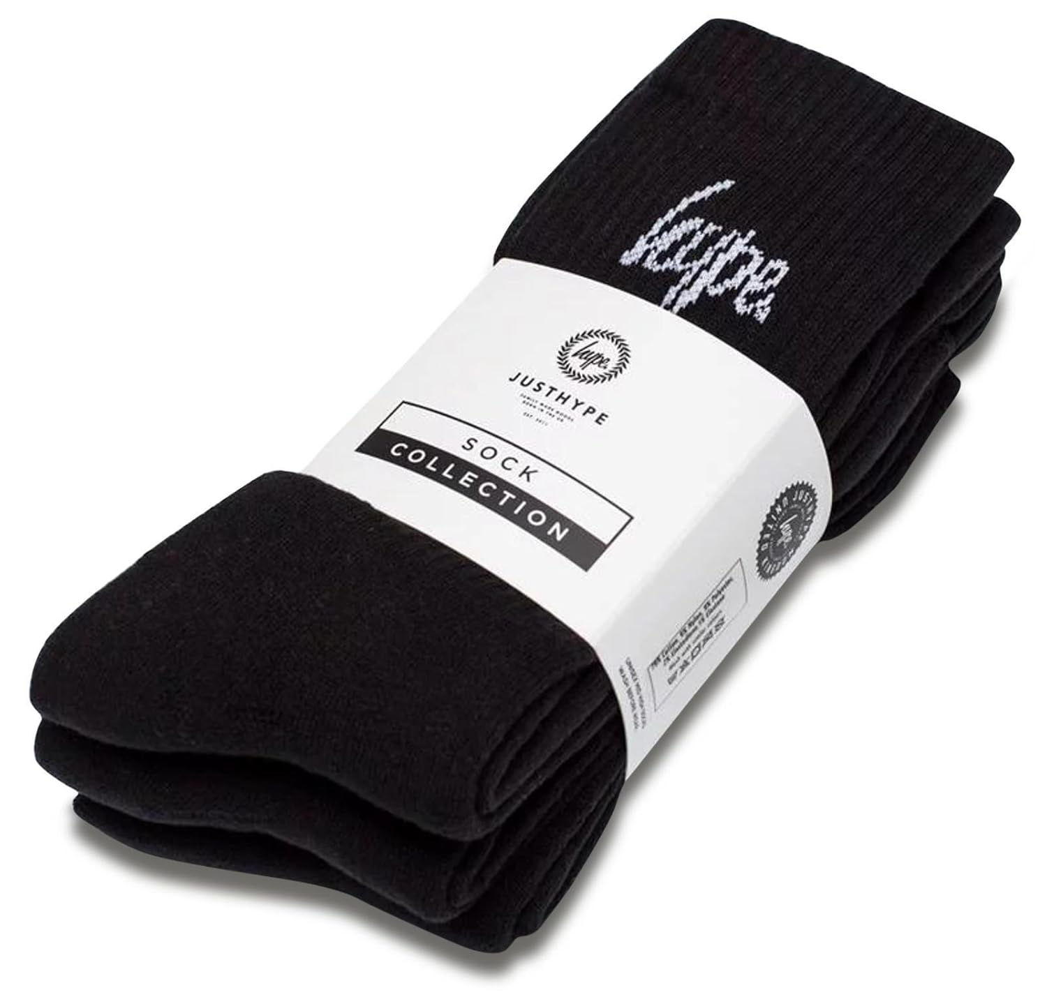 Hype Black Script Crew Socks 3x Pack Just Hype One Size Men's Socks Amazon.co.uk Clothing
