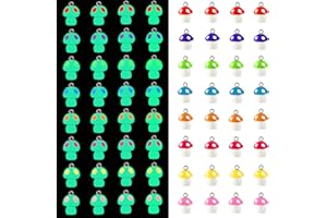 Augshy Mushroom Charms, 64 Pcs Mushroom Resin Charm Beads Ornament Glow in The Dark Pendant for DIY Bracelet Necklace Jewelry Making