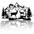 DIMARONGTON Deer Wall Decor - 13x8 Metal Wall Art Decor - Mountain Deer Decorations for Home Wall - Wall Woodland Decor - Hunting Decor - Deer Decor Rustic Cabin Decor