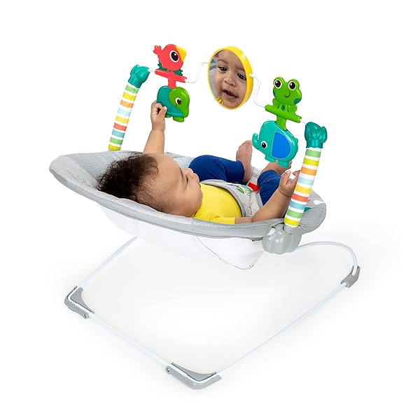 BRIGHT STARTS PLAYFUL PARADISE COMFY BABY BOUNCER SEAT WITH SOOTHING VIBRATION AND TOYS, UNISEX, 0-6 MONTHS