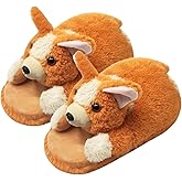 Openhahaha Funny Animal Slippers for Women, Cartoon Cute Fluffy Animal Slippers Cotton Soft Memory Foam Indoor Slippers,Birthday Gifts for Women