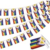 Yingnner 2 Pack New Intersex Progress Pride Flag Banner Rainbow Gay LGBTQ Bunting Garland Decorations 5x8inch 60 Feet String 40 Flags