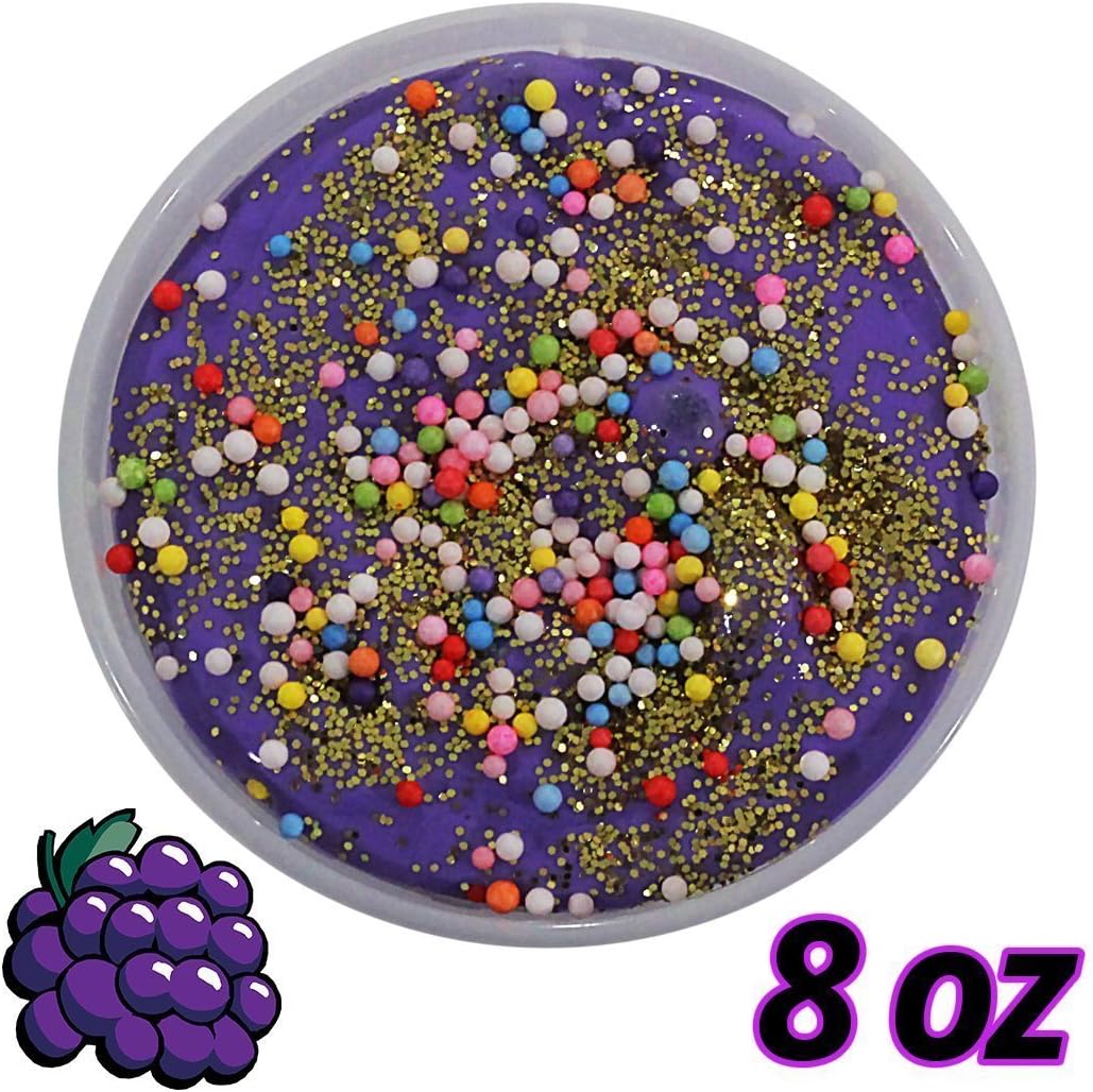 Golden Galaxy Slime 8 oz - Grape Soda Scented Butter Slime with Foam Beads Handmade Floam Stress Relief