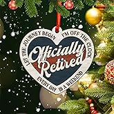 Retirement Gifts for Men - Retirement Gifts for Woman 2025 - Happy Funny Cool Retire Party Gift Ideas - Mens Retired Gift Ideas for Coworker, Boss, Teacher, Nurse,2 Layer Wood Ornament (Style 2)