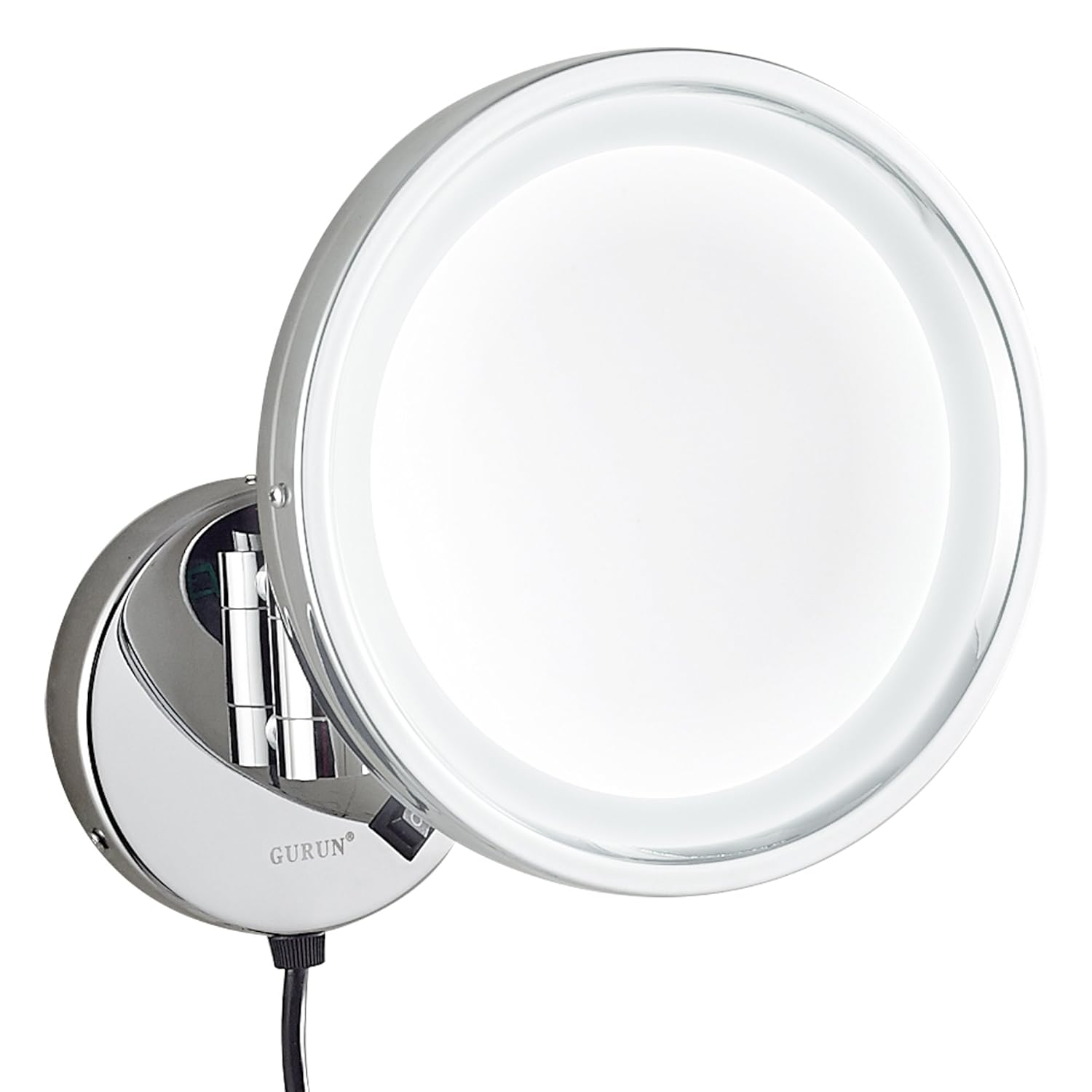 GURUN 8.5Inch Adjustable LED Lighted Wall Mount Makeup Mirror with 5X Magnification