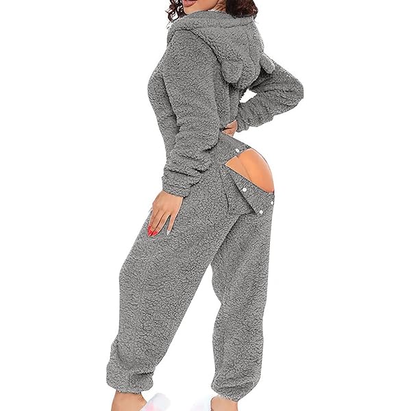 Mameluco De Sherpa Con Máscara De Ojos Para Mujer - Pijama Franela Con Capucha Y Cremallera