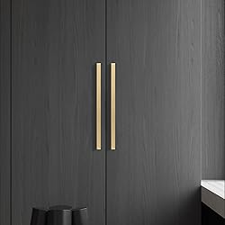 QOGRISUN 2-Pack Solid Brass Cabinet Pulls, Gold