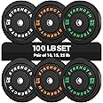 Rendpas Olympic Rubber Bumper Weight Set - 2 Inch Barbell Plates for Home Gym Strength Training