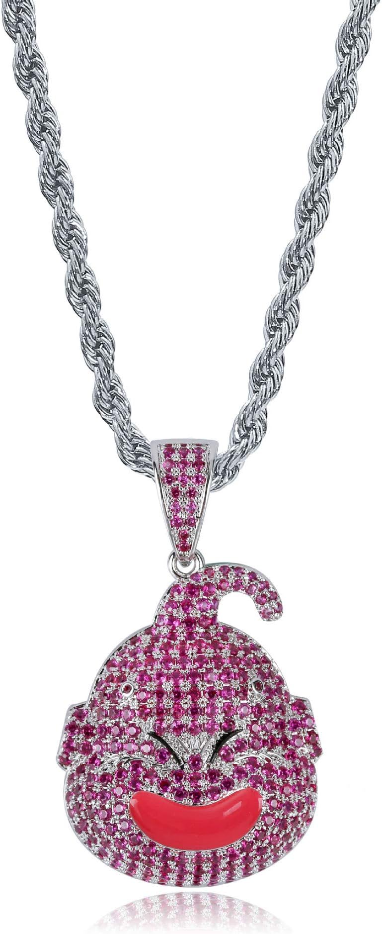 LC8 Jewelry Hip Hop Dragon Ball Cartoon Piccolo Frieza Son Goku Cell Buu Broly Super Majin CZ Pendant Iced Out Bling Lab Diamond Crystal 18K Gold Plated Necklace for Men Women