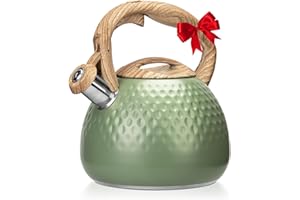 Hauce Radio Tea Kettle Stovetops, 2.5 Quart Food Grade Stainless Steel Water kettles for Stove Top Teatop with Anti-hot Ergonomic Handle,Suitable for All Heat Sources