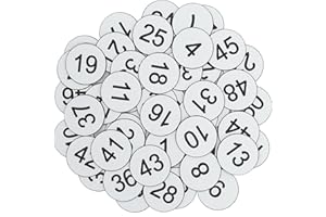 StayMax Plastic Number Tags Engraved Numbered Tags Without Hole (1-50, White)