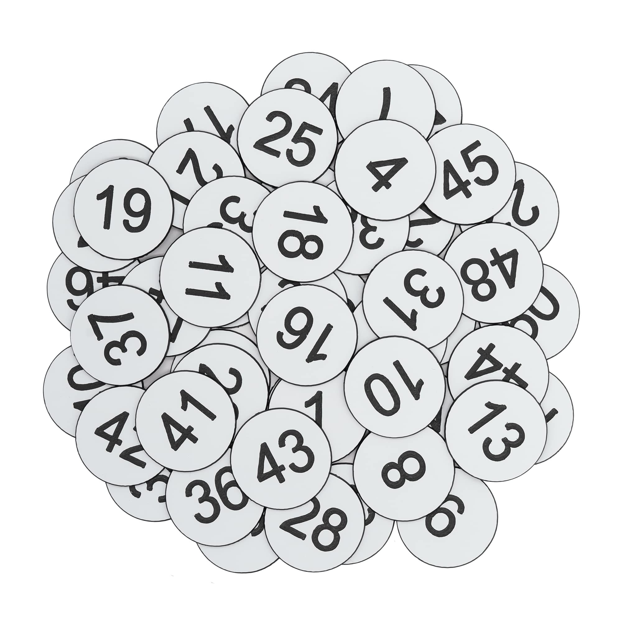 Plastic Number Tags Engraved Numbered Tags ID Tags Key Tags Without Hole (1-50, White)