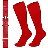 Baseball Belt and Socks Combo for Youth Boys Girls Softball Socks and Elastic Belt for Adult
