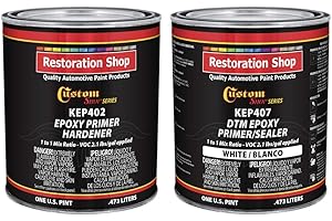 Custom Shop -White Epoxy Primer/Sealer 2.1 VOC (1 Quart Kit) Anti-Corrosive DTM High-Performance Primer for Automotive and Industrial use Kit = 1 Pint Epoxy Primer +1 Pint. Epoxy HDR. (1-1 Mix)