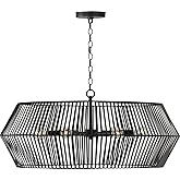 Capital Lighting 430361MB Kaiya Modern Art Deco Metal Band Hexagon Chandelier, 6-Light 360 Total Watts, 13" H x 31" W, Matte 