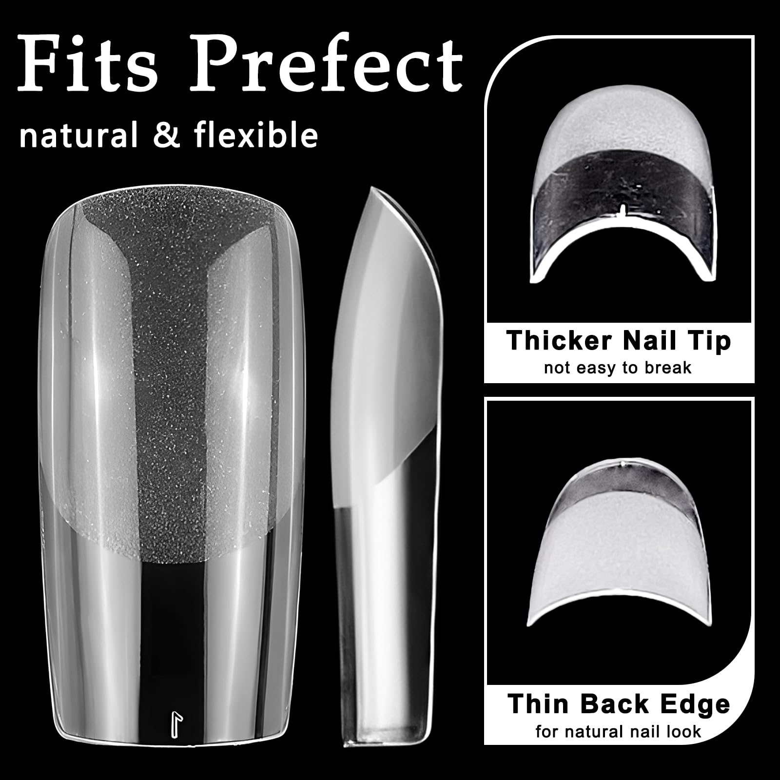 AddFavor 600pcs Square Nail Tips, Medium Square Gel Nail Tips Clear Fake Nails Full Cover Acrylic Nails Tips for Extension Nail Manicure Salon Home DIY - Image 3