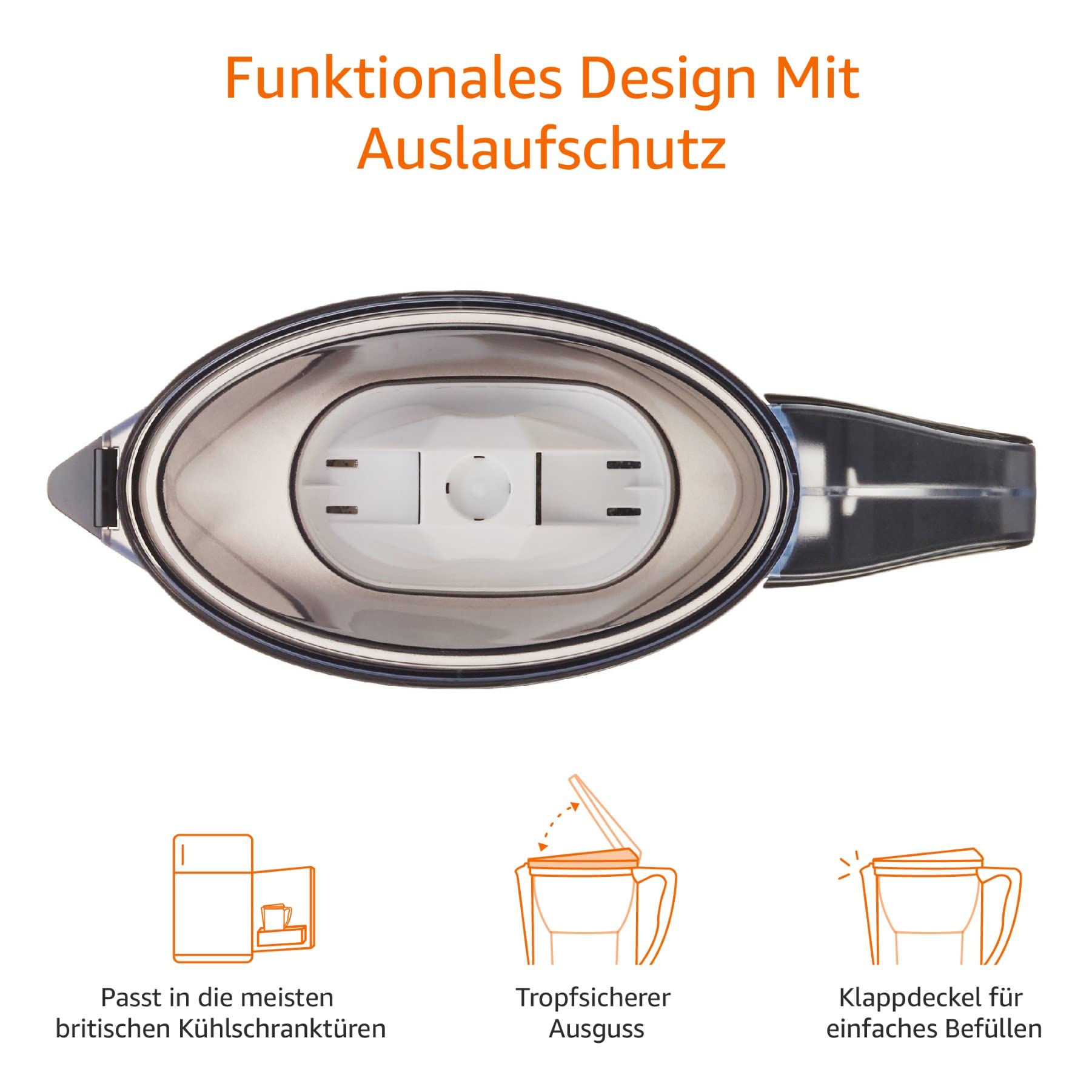 Amazon Basics Wasserfilter 2,3 Liter - Schwarz 2