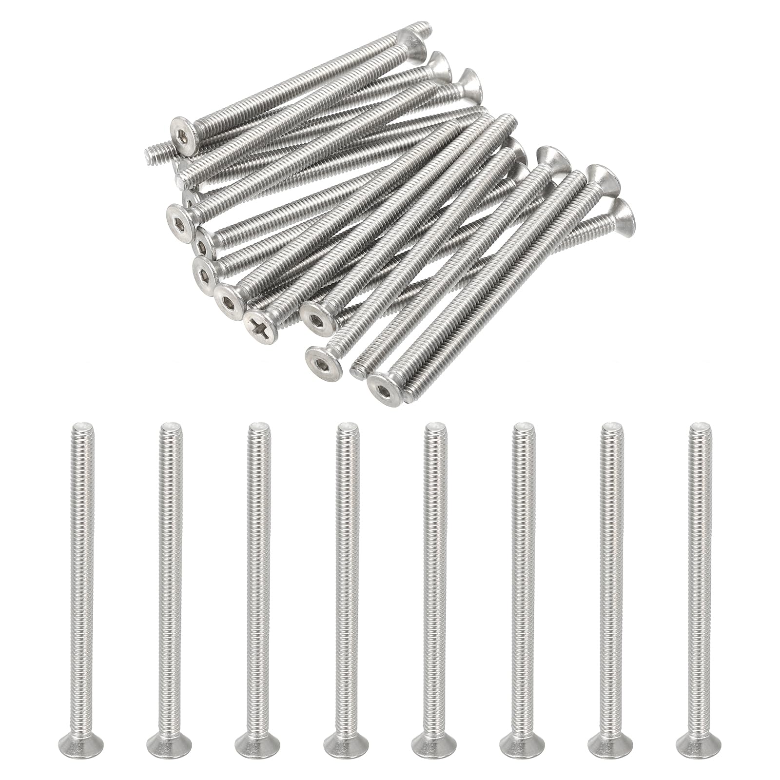 PATIKIL #8-32 x 2-1/2 Inch Flat Head Socket Cap Screws, 20 Pack 304 Stainless Steel Flat Countersunk Bolts Hex Socket Drive Machine Screws Full Thread Coarse Thread UNC Grade 6.8