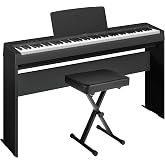 Yamaha P-143 Digital Piano Bundle, Includes 88-Key Weighted Musical Keyboard, Stand, Bench, Music Rest, and Sustain Foot Switch (P143LXB)