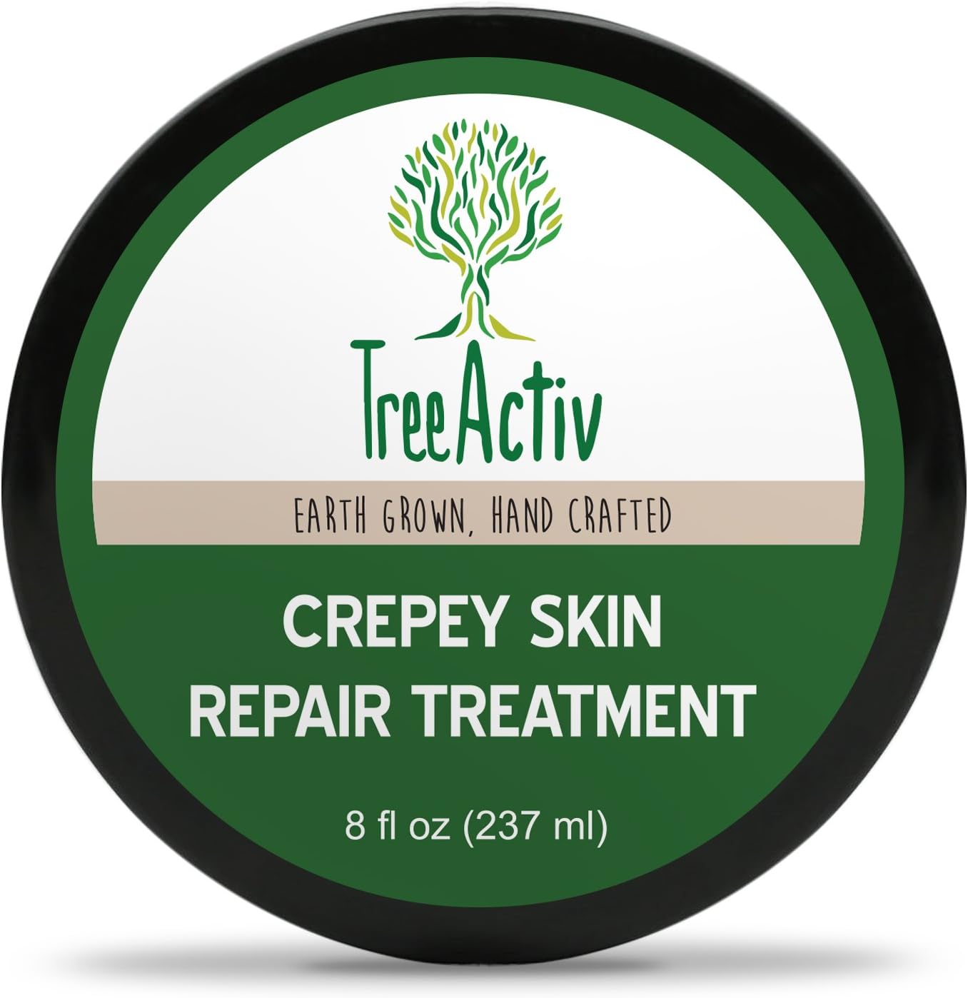 TreeActiv Crepey Skin Repair Treatment, Anti-Aging, Anti-Wrinkle, Organic Ingredients for Face, Neck, Chest, Legs & Arms, Hyaluronic Acid, Alpha Hydroxy Fruit Acids, Honey, Shea, Castor