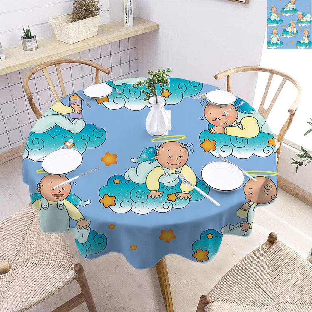 Baptism Decor Round Tablecloths Diameter 70", Baptism Sitting Sleeping