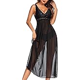 Avidlove Women Lingerie Lace Babydoll Nightdress Mesh Chemise V Neck Sleepwear