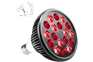 wolezek Red Light Therapy Lamp with Lamp Holder, 660nm Red and 850nm Near Infrared Combo Wavelength LED Red Light Bulb, Light Therapy Device for Face and Body, Aluminium Shell, E27/E26 Standard