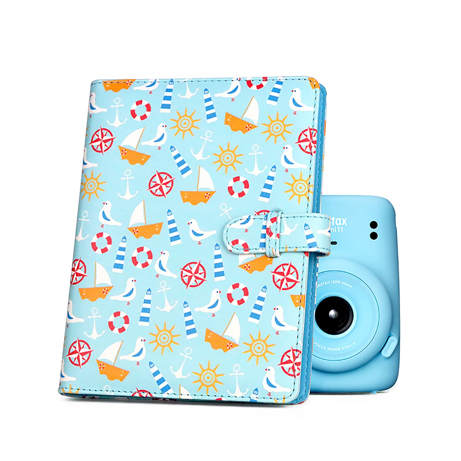 MUZIRI KINOKOO 128 Pockets Photo Album for 3-inch Film Fuji Instax Mini EVO/Mini 12/11/9/8/7+/25/90 Camera Photo Digital Photography Photo Book Nautical Anchor