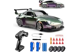 CAYRZETH RC Drift Car, 1:24 Scale Remote Control Vehicle with LED Lights, 2.4GHz 20KM/H 4WD High Speed RC Cars, Drifting Tires＆Two Batteries, Racing Sports Toy Idea Gift for Adults Boys Girls and Kids