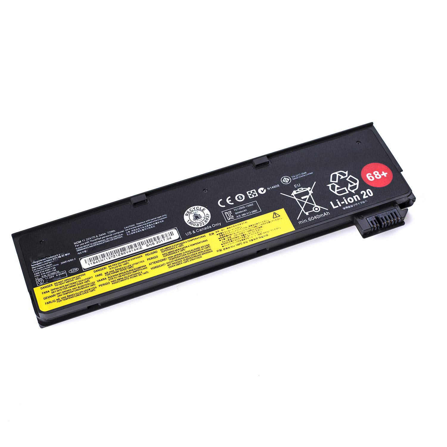 68+ 0C52862 0C52861 Laptop Battery Replacement for Lenovo ThinkPad T440 T440s T450 T450s T460 T460p T470p T550 T560 X240 X250 X260 X270 W550 W550s L450 L460 L470 P50s 45N1126 45N1127(11.22V 72wh)