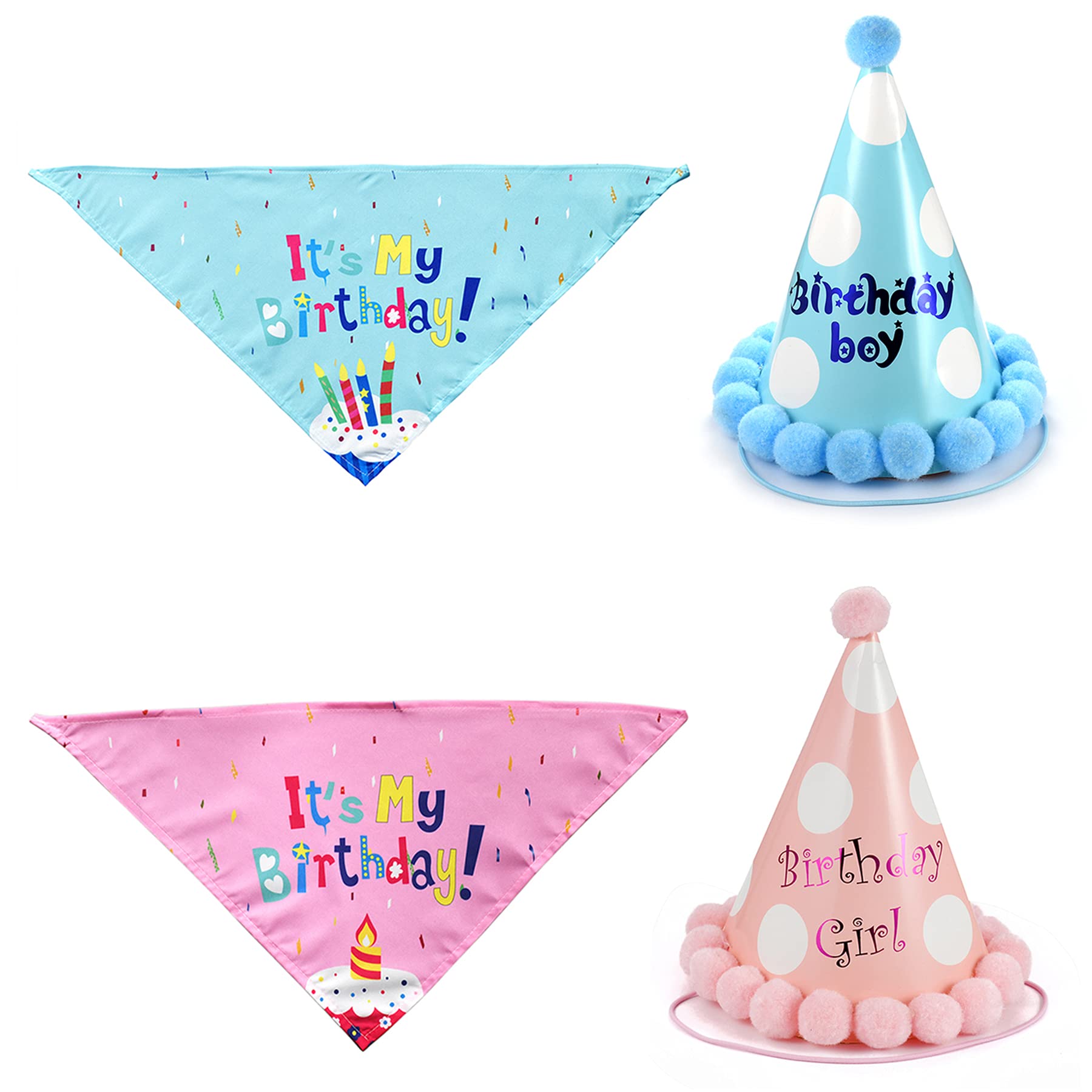Avaner Dog Birthday Party Supplies, Pet Birthday Hat Bandana Bowtie Set for Small Medium Dogs Cats