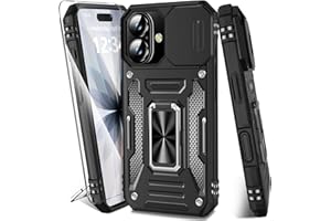 DMDMBATH for iPhone 17 Case with Screen Protector+Slide Camera Cover, Military Grade Shockproof Protective Case with Magnetic