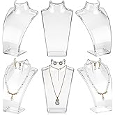 AceOrbit 6 Pcs Acrylic Necklace Display for Vendors, Jewelry Bust Stand Holder, 7.87 x 5.12 x 2.36 Inch Jewelry Display Mannequin for Earrings Necklace, Retail Store & Trade Shows (Clear)