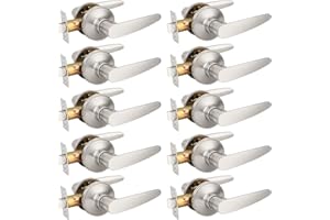 Probrico (10 Pack Unlocking Passage Door Levers Keyless Door Handles with Satin Nickel Finish for Hallway/Closets/Laundry Rooms, Home/Office Use