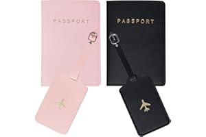 2 Pieces Passport Wallets Holder+2 Pieces Luggage Tags Passport Covers Travel Luggage Tags Suitcase Tag for Couples Wedding B
