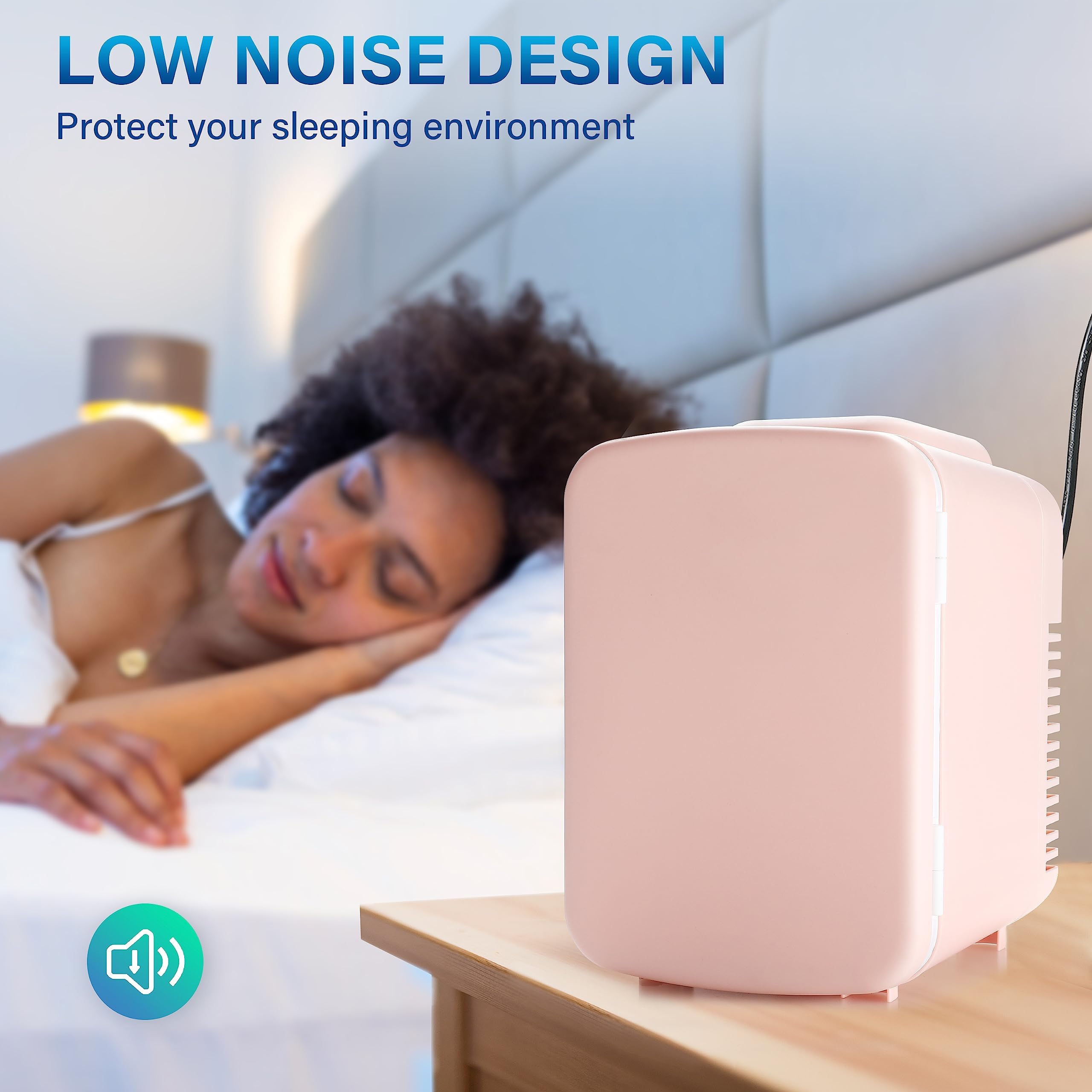 HealSmart 4L/6 Can Mini Fridge, Freon-Free Portable Cooler & Warmer Refrigerator for Skincare, New Pink - Image 5